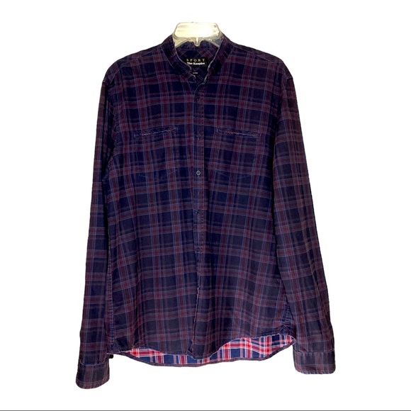 The Kooples Other - The Kooples Sport Mens Plaid Cotton Point Collar Button Up Shirt XL Long Sleeve
